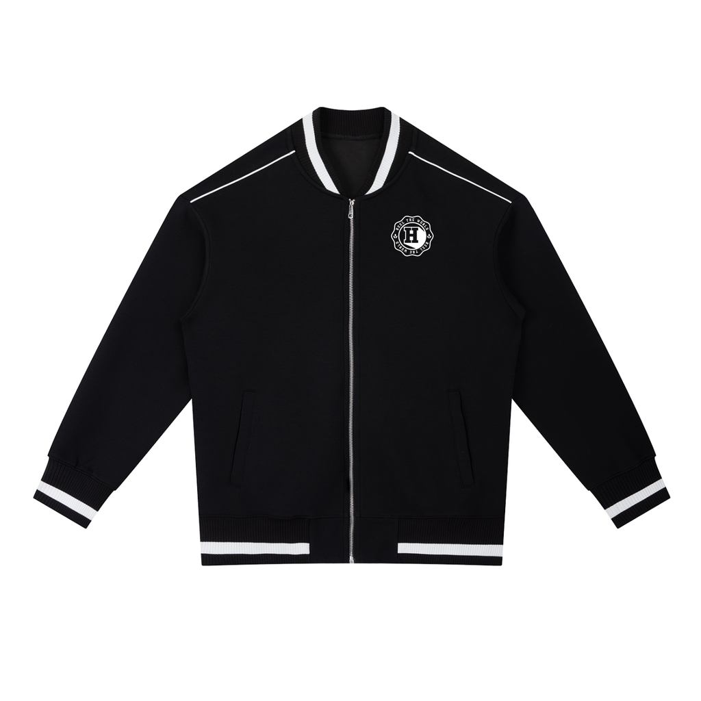 Contrast Piping Zip Bomber Jacket