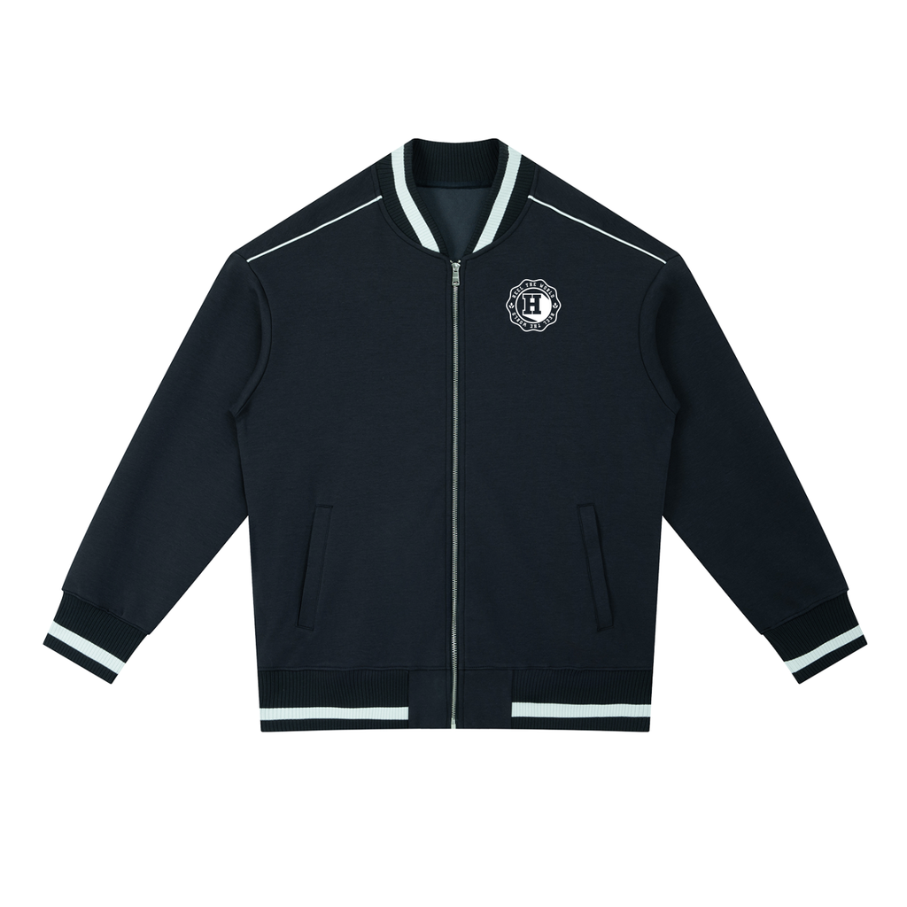 Contrast Piping Zip Bomber Jacket