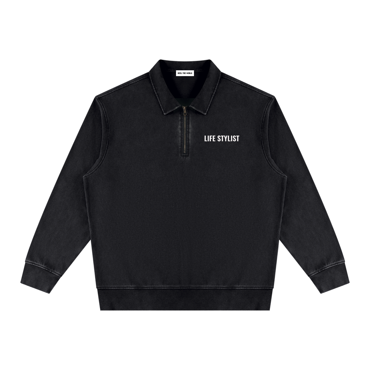 Ugo Mozie-  Life Stylist.  Unisex Vintage Wash Quarter-Zip Sweatshirt