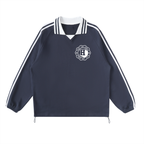 Contrast Striped Lapel Collar Sweatshirt