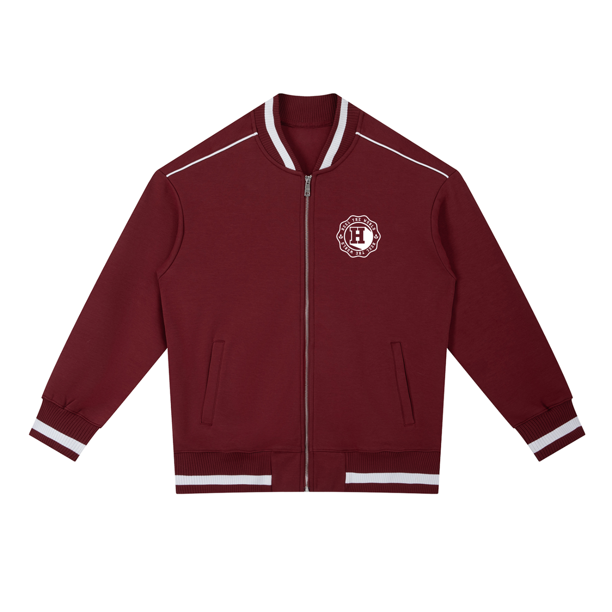 Contrast Piping Zip Bomber Jacket