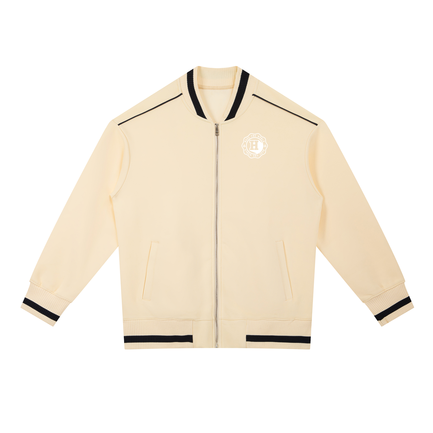 Contrast Piping Zip Bomber Jacket
