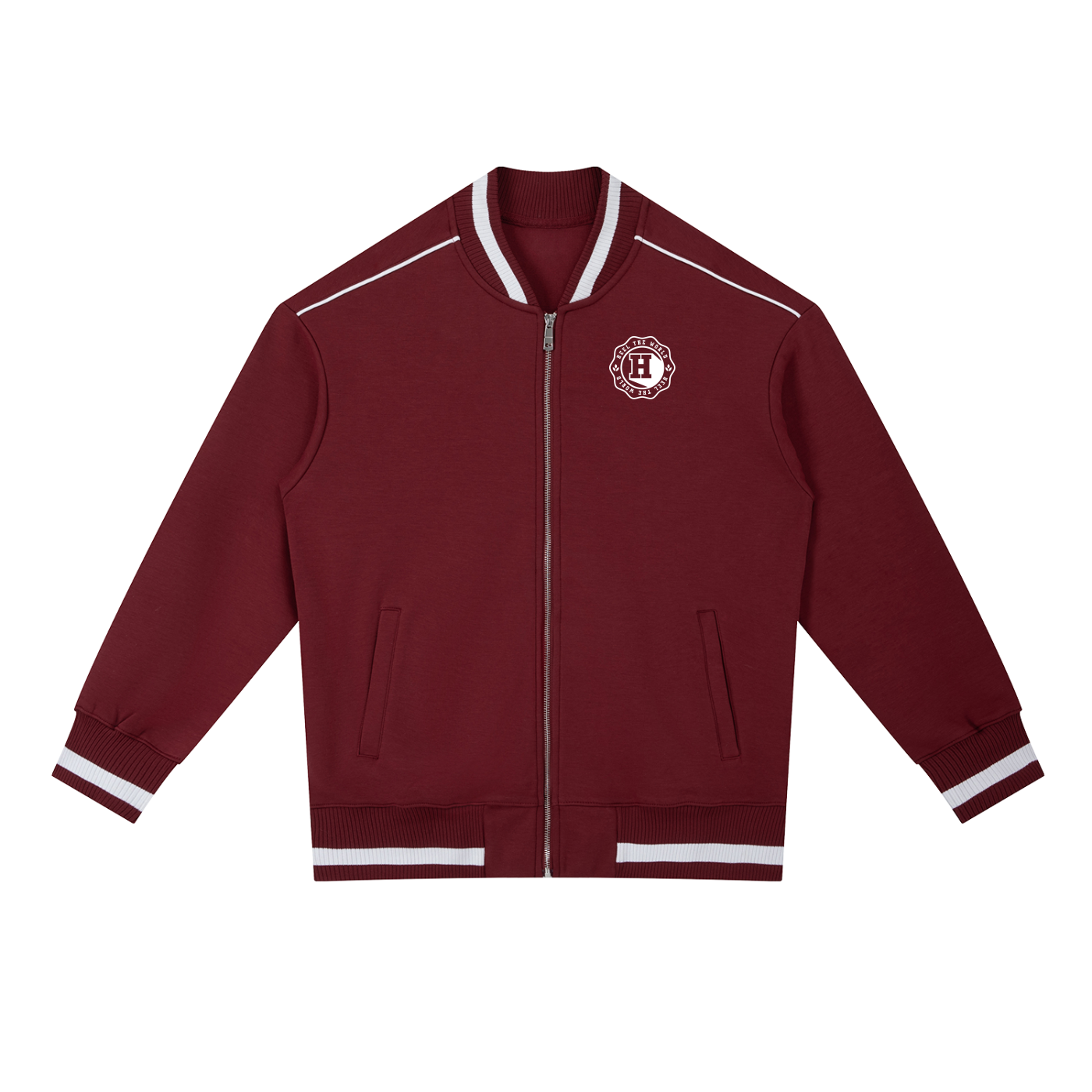 Contrast Piping Zip Bomber Jacket