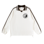 Contrast Striped Lapel Collar Sweatshirt