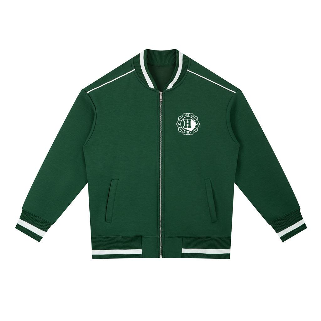 Contrast Piping Zip Bomber Jacket