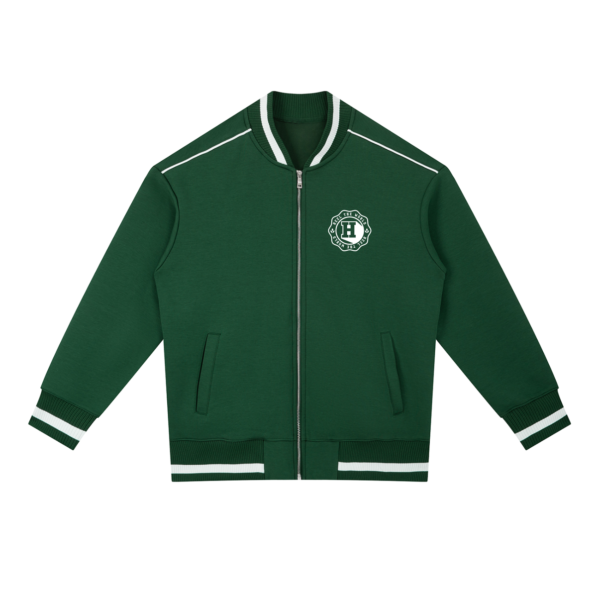 Contrast Piping Zip Bomber Jacket