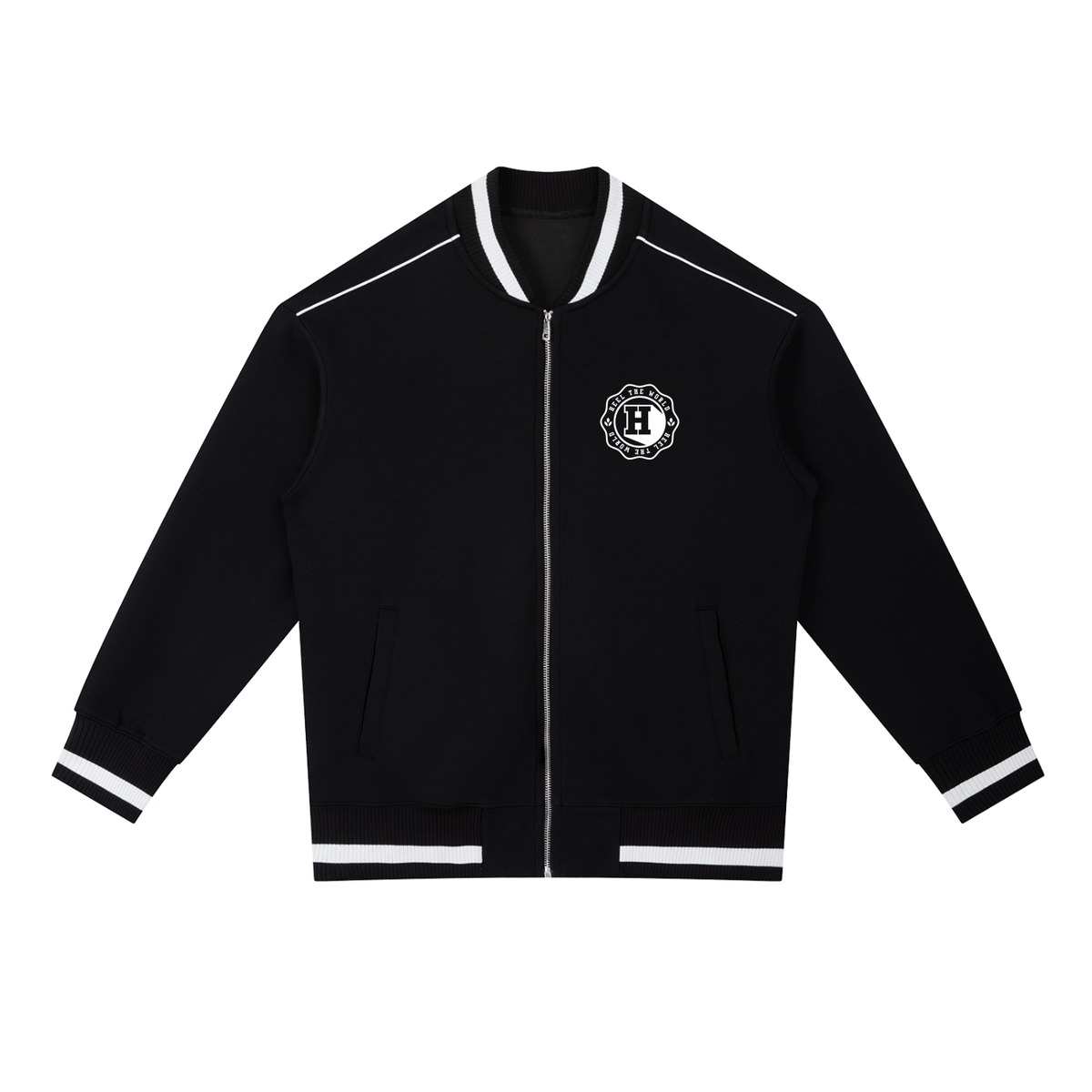 Contrast Piping Zip Bomber Jacket