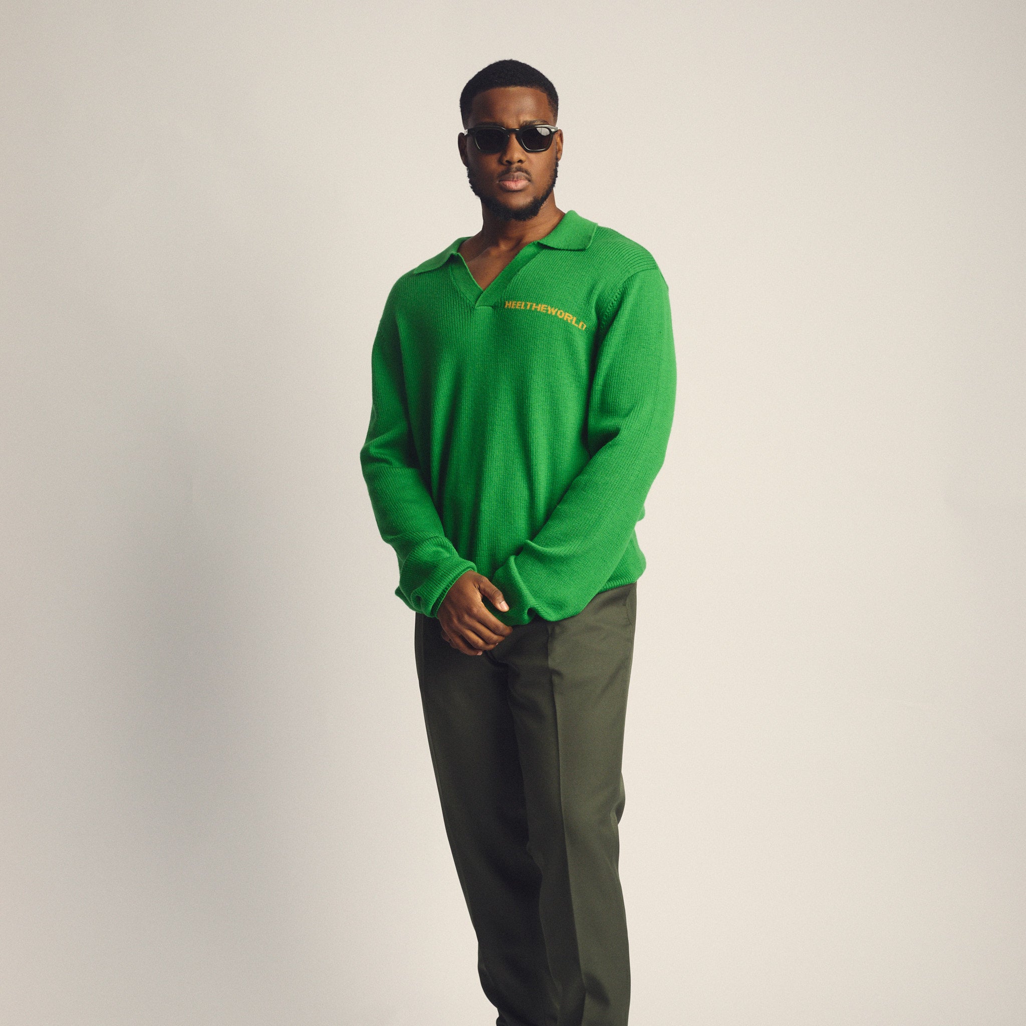 Heel The World Merino Knit Long Sleeve Polo  Pre-Order Only. (Available in 4 weeks)